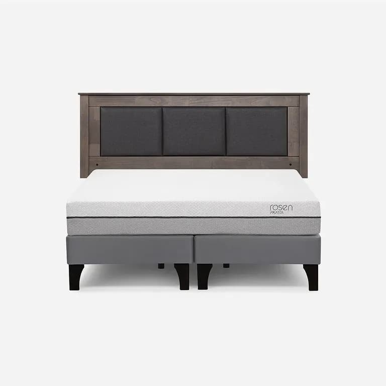 Cama Europea Pratta 2 Plazas BD Pata Madera+ Respaldo Rachel