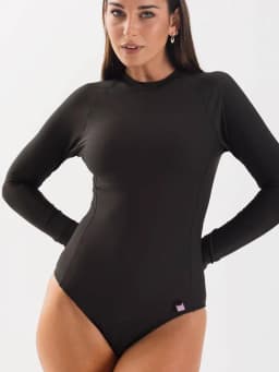Daikiri Traje de Bano Surf Mujer Negro Liso Manga Larga Deportivo UV 50+ Negro XL