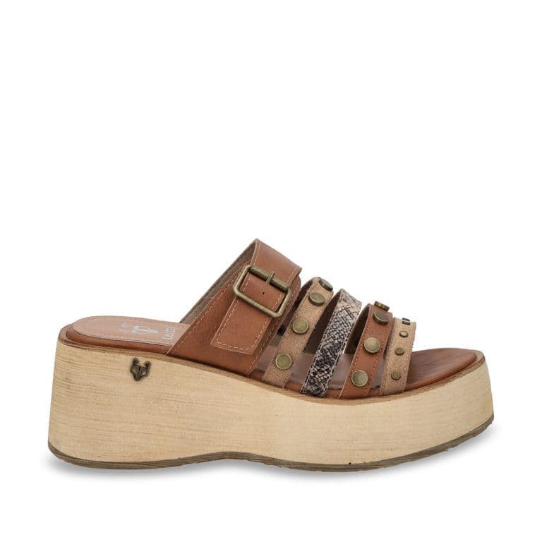 Sandalia Plataforma Camel Mujer 45841 Beige 40