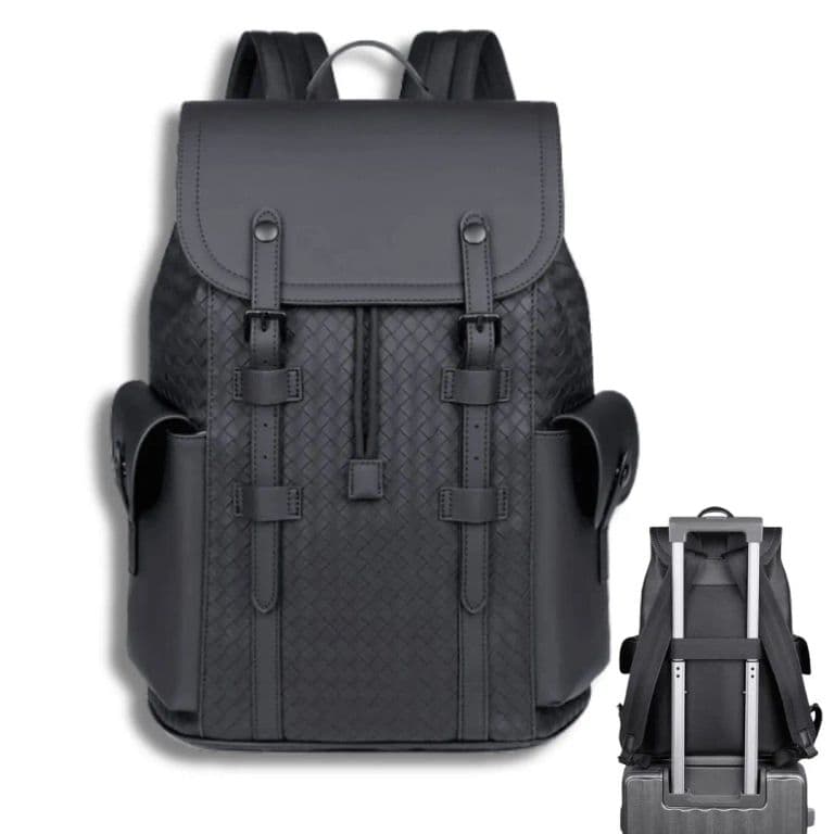 Mochila De Cuero Sintetico Impermeable Viajes Universidad Trabajo Negro TALLA UNICA
