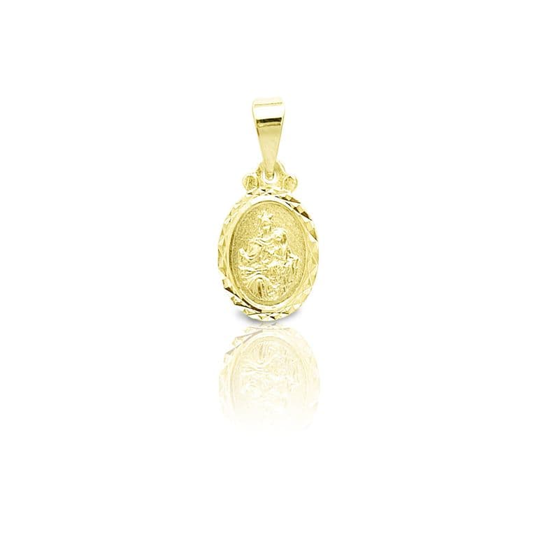 Colgante Medalla Virgen Del Carmen 11mm Ovalada Enchapado Oro 18K Dorado TALLA UNICA
