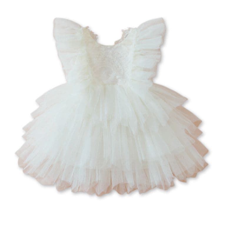 Vestido De Fiesta De Encaje Y Tul Ninas 6 meses a 4 anos Baby Girls Blanco 2
