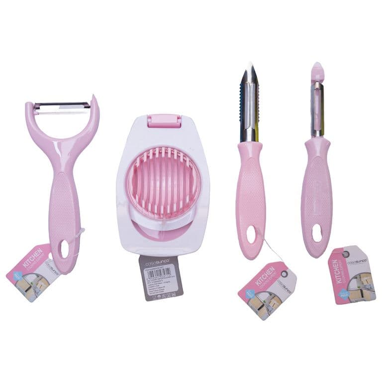 Kit de rebanador y peladores rosado