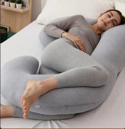 Cojin Almohada Maternal Gris Pre y Post Natal Funda Extra Suave