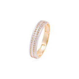Anillo Compromiso de Oro 18Kt Medio Cintillo Riel Bicolor Circonita Amarillo 13