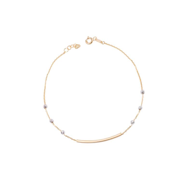 Pulsera de Oro 18kt Barra y esferas Amarillo 19
