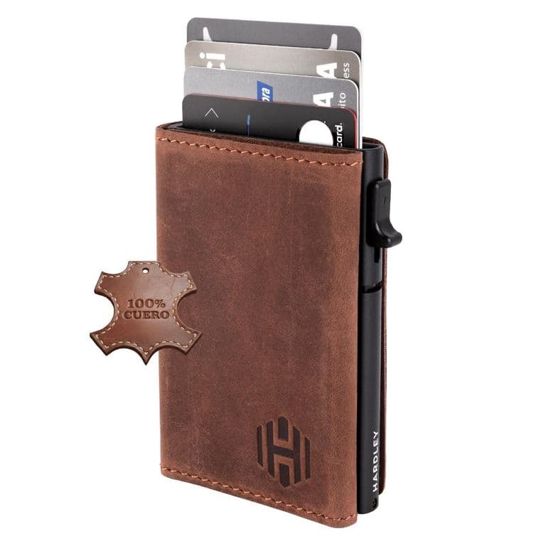 Billetera Hombre De Cuero Tarjetero Rfid Cafe TALLA UNICA