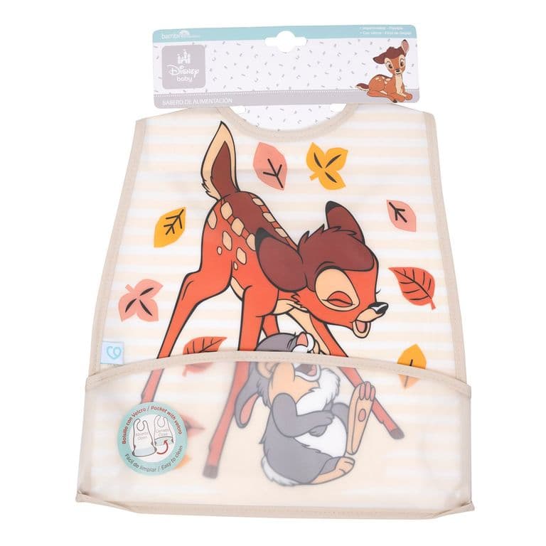 Babero De Alimentacion Beige Bambi Unisex Con Lineas