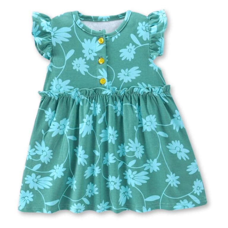 Vestido Sin Mangas Estampado Bebe Nina 9 a 36 Meses Wild Flowers Verde 12-18 MESES