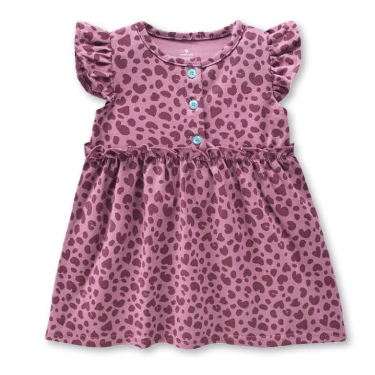 Vestido Sin Mangas Estampado Bebe Nina 9 a 36 Meses Cheetah Print Rosa 18-24 MESES