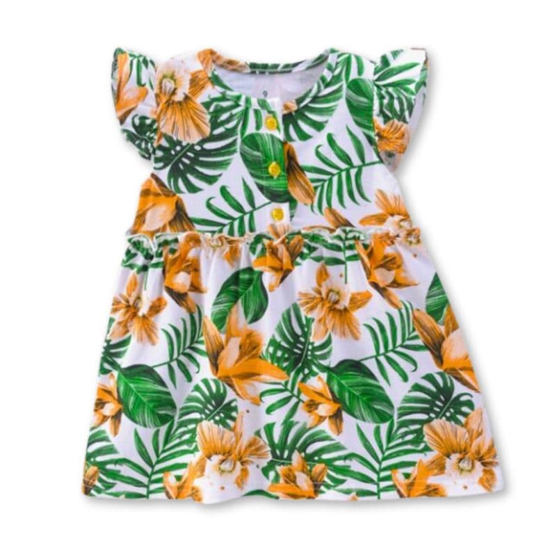 Vestido Sin Mangas Estampado Bebe Nina 9 a 36 Meses Hawaiian Princess Verde 18-24 MESES