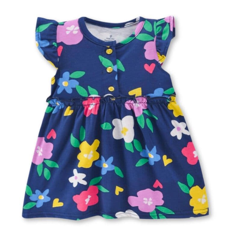Vestido Sin Mangas Estampado Bebe Nina 9 a 36 Meses Blue Flowers Azul 24-36 MESES