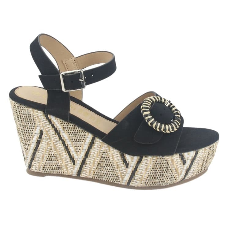 Sandalia Mujer Como-50 Negro Plataforma Negro 38