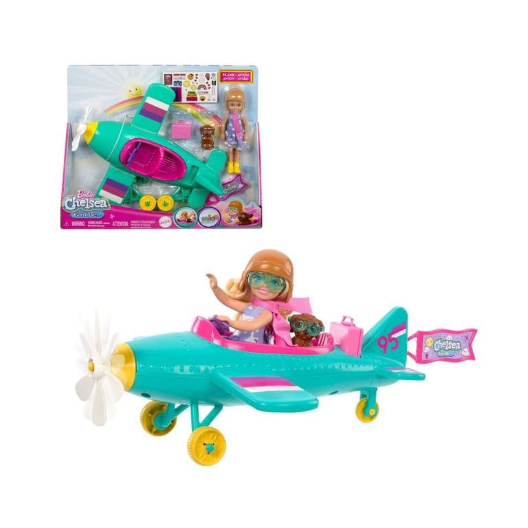 Muneca Chelsea piloto de avion con accesorios