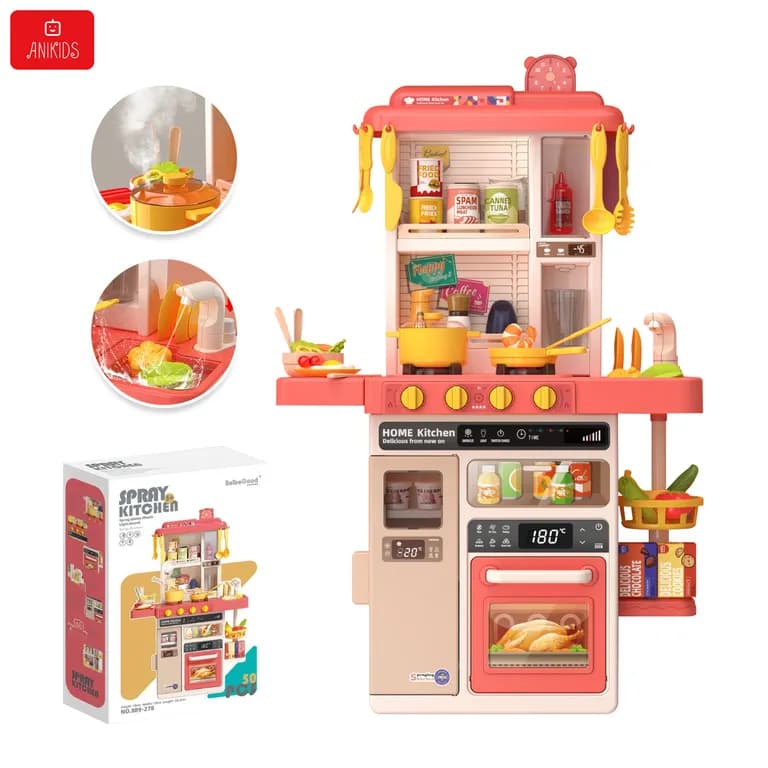 Cocina Juguete Grande 50pcs Ninos Spray Kitchen 78cm Rosado
