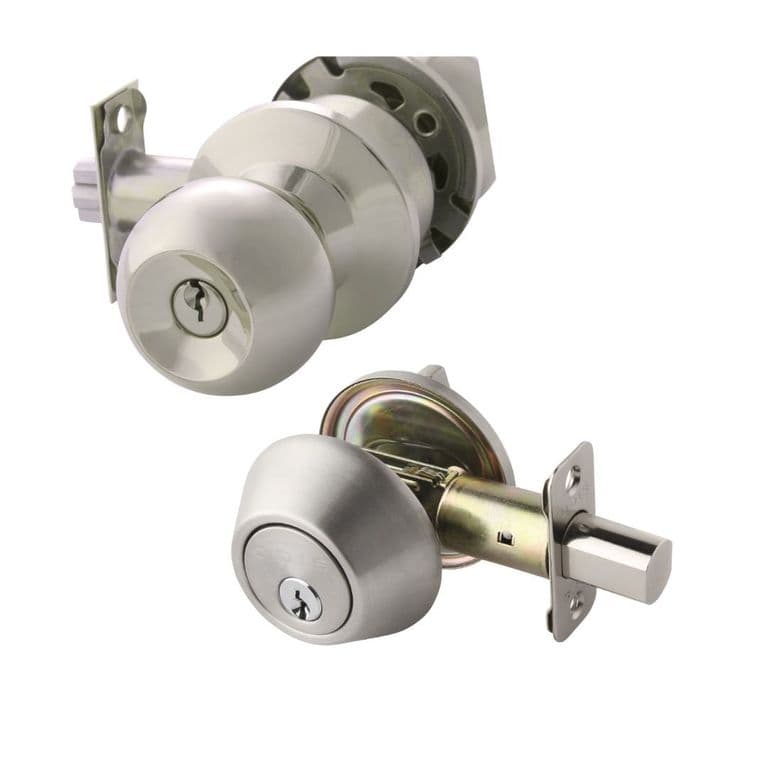 Kit Acceso Llave Igualada Plata: Cerradura Cilindrica 201 + Cerrojo 502