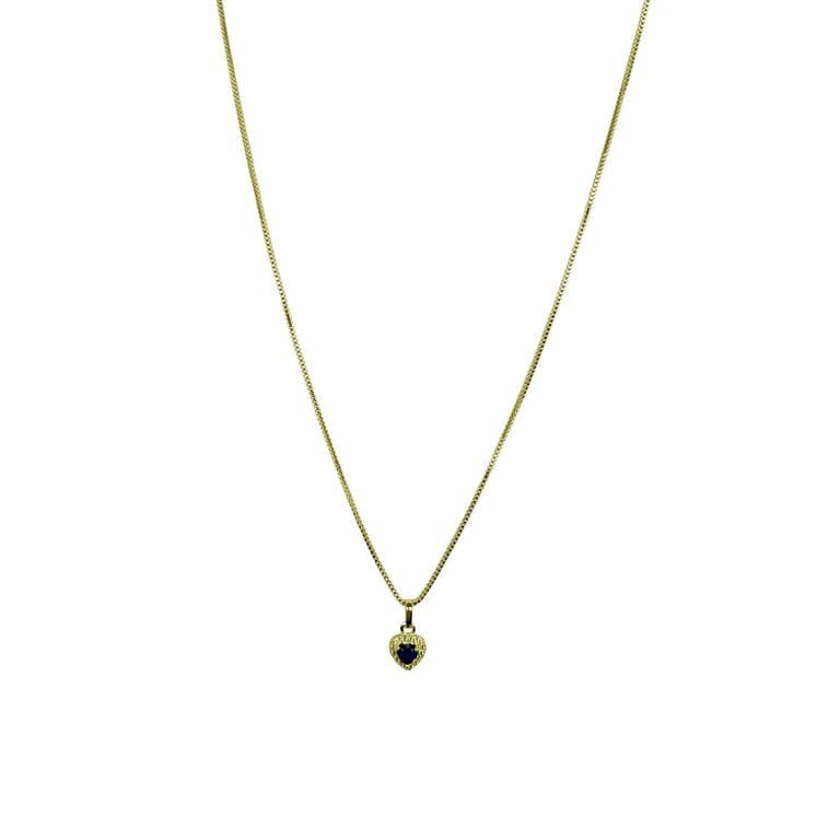 Collar Circon Corazon Azul Lady Enchapado Oro 18K Dorado TALLA UNICA
