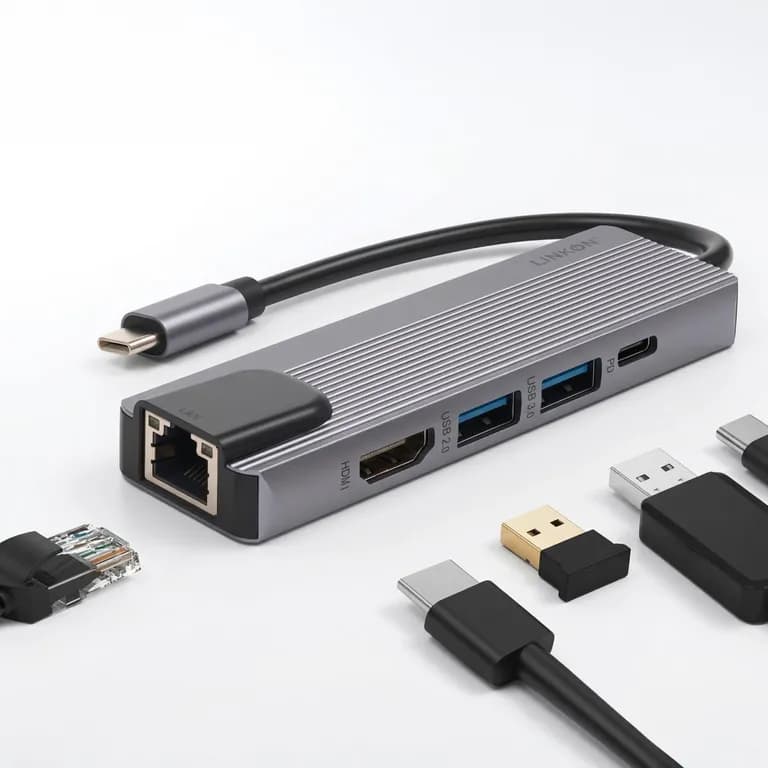Hub Adaptador Usb Tipo C 5 En 1 1000 Mbps Mac Windows