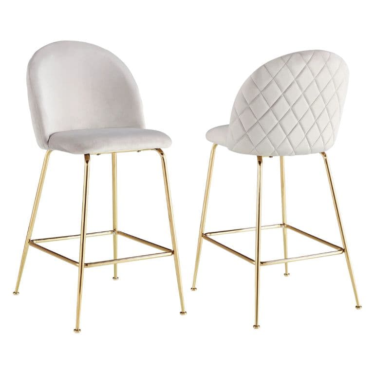 Pack 2 Taburetes Maya Velvet Beige 66 cm - Estilo Elegante y Comodo Beige PACKTABURMAYAVELTBEIGE