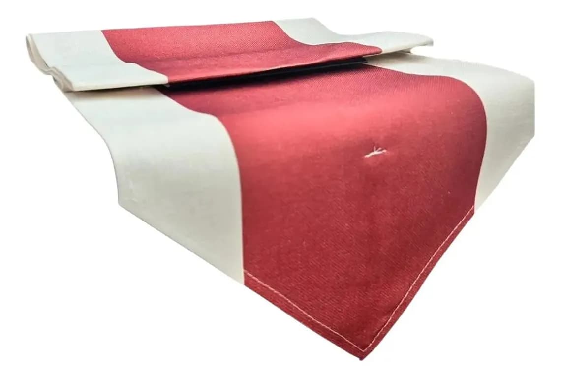 Mantel Camino De Mesa Con Pompon Lino Tela 180x35cm - Rojo