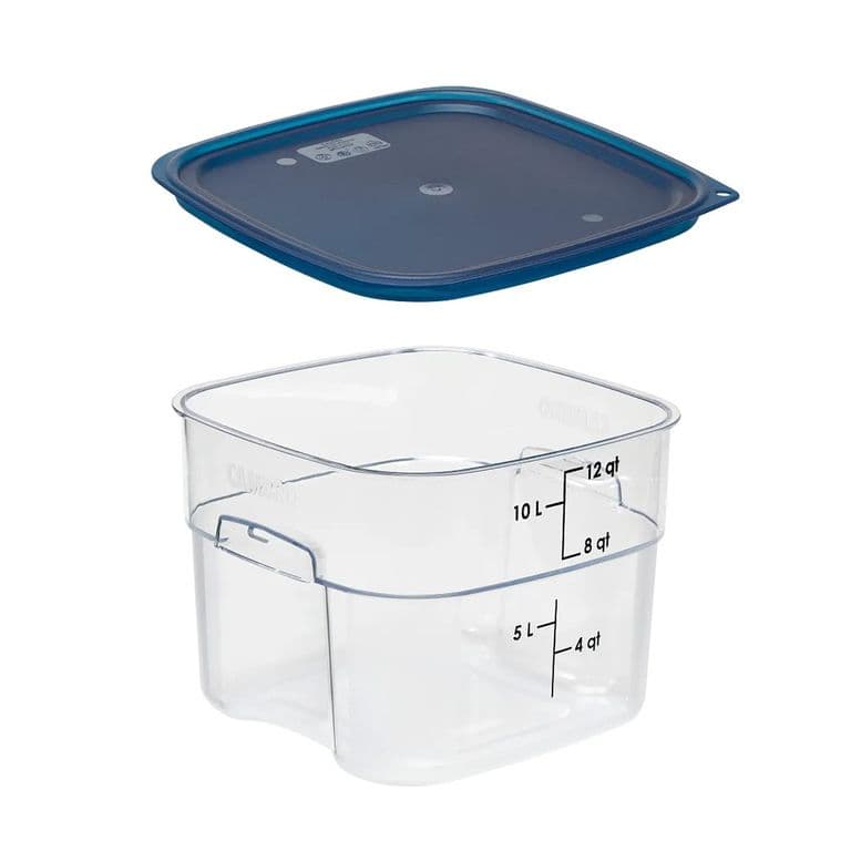 RECIPIENTE GRADUADO CUADRADO POLICARBONATO 12 LTS CON TAPA AZUL