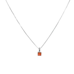 Collar Cornalina Cuadrado Veneciana Plata Fina 925 Naranja TALLA UNICA
