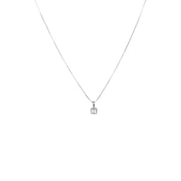 Collar Piedra Luna Cuadrado Veneciana Plata Fina 925 Blanco TALLA UNICA
