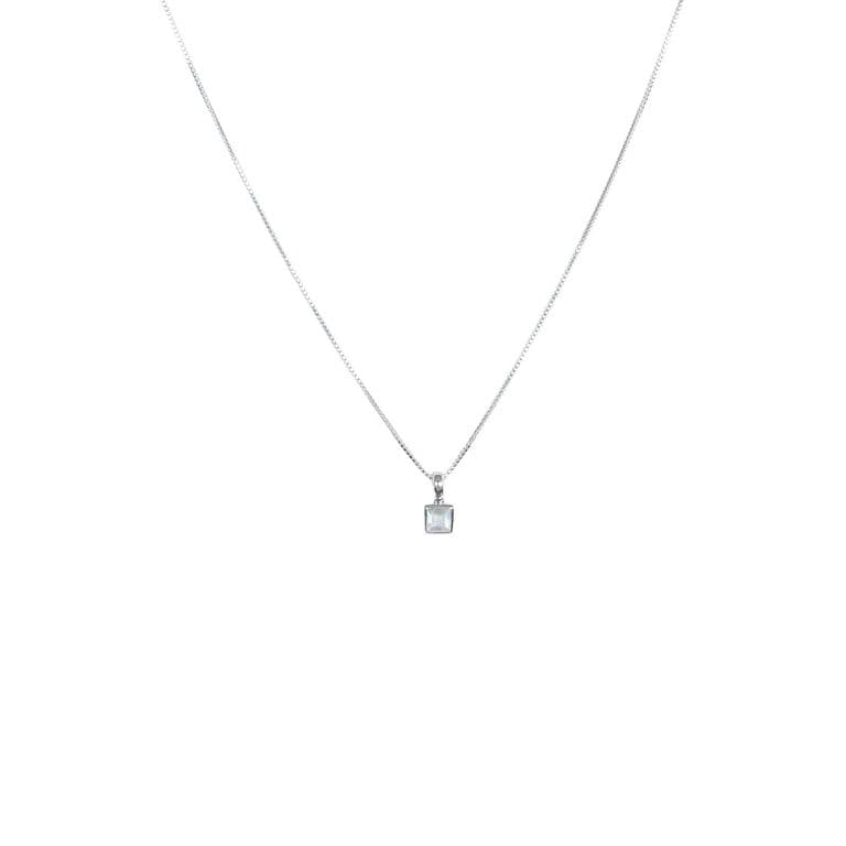 Collar Piedra Luna Cuadrado Veneciana Plata Fina 925 Blanco TALLA UNICA