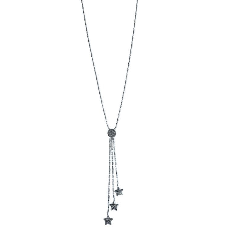 Collar Pendulo Punto Coma 3 Estrellas Plata Fina 925 Plateado TALLA UNICA