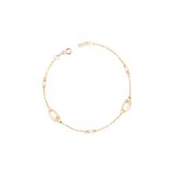 Pulsera de Oro 18kt Eslabones Ovalados y Circonitas - Baguette Amarillo 19