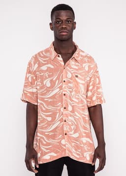 Guayabera Print Drip Peach Naranjo M