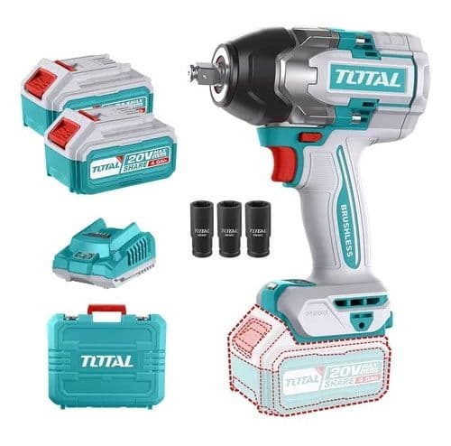 Taladro Pistola Llave Impacto 20v 2bat+ Carg 850nm Total