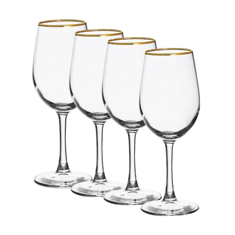 Set 4 Copas Borde Dorado Para Vino de 320 Ml