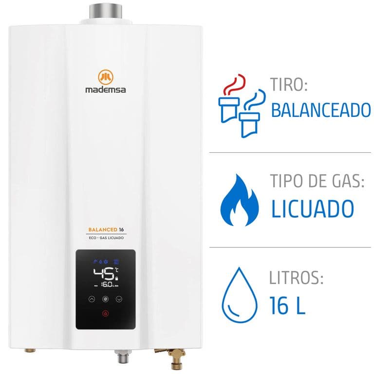 Calefont Gas Licuado 16 Litros Tiro Balanceado Camara Estanca Balanced 16 Eco GL