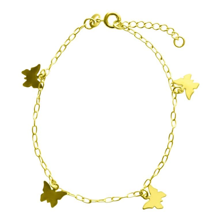 Pulsera 4 Mariposas Enchapada Oro 18K Dorado TALLA UNICA