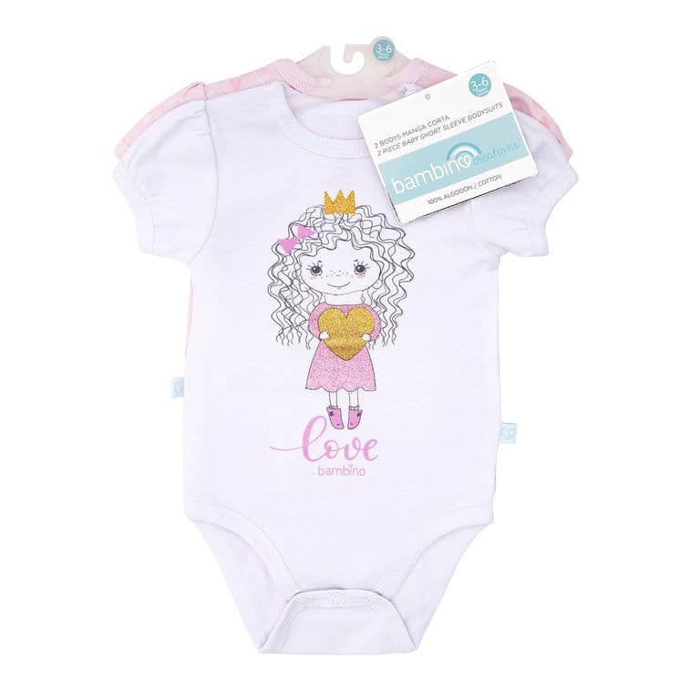 Set 2 Bodys Manga Corta Rosado Princesa Nina 6 - 9 Meses Rosa 6-9 MESES