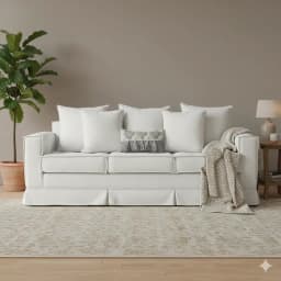 Sofa 3 cuerpos Sahara blanco hueso con asientos resortes pocket