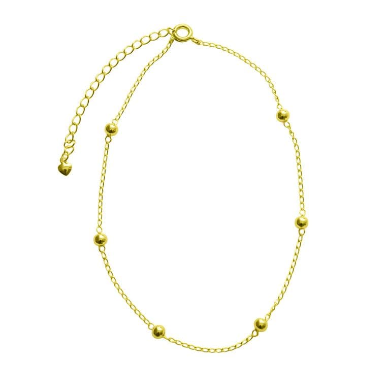 Tobillera 6 Bolitas Enchapado Oro 18K Dorado TALLA UNICA