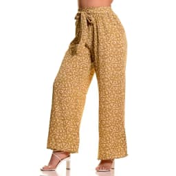 Pantalon Palazzo Mujer Cintura Elasticada Casual Eventos Flores 091 Beige L
