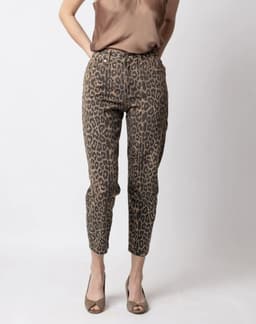 Jeans Mom Estampado Animal Print Cafe 38