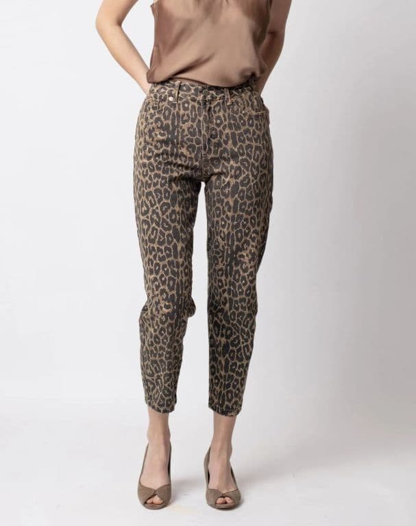 Jeans Mom Estampado Animal Print Cafe 40