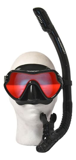 Kit Mascara Snorkel Full Vision Pro Con Cristal Filtro Rojo