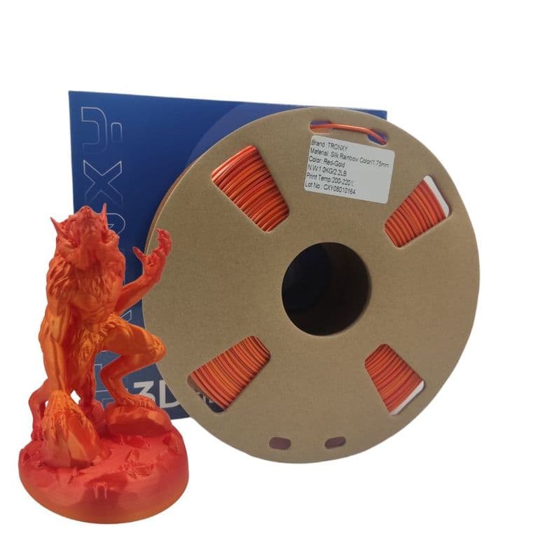 Filamento Tronxy Pla+ Silk (Rainbow) Red/Gold
