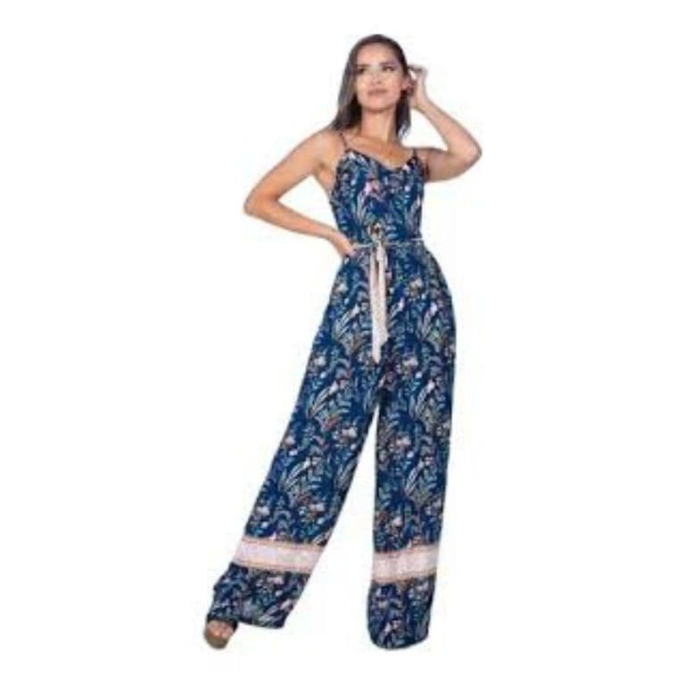 Enterito Premium Casual Diseno Pabilos Ajustables Floreado 237 Azul L