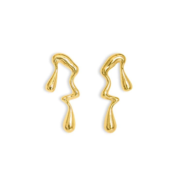 Aros Organicos Enchapado Oro 18K Dorado TALLA UNICA