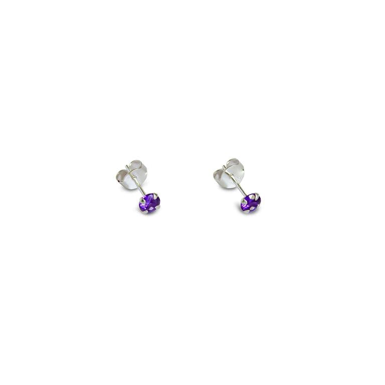 Aros Circon Morado Grifas 4mm Plata Fina 925 Morado TALLA UNICA