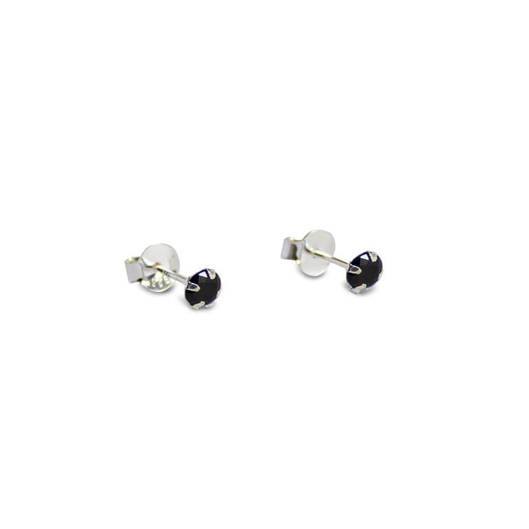 Aros Circon Negro Grifas 4mm Plata Fina 925 Plateado TALLA UNICA
