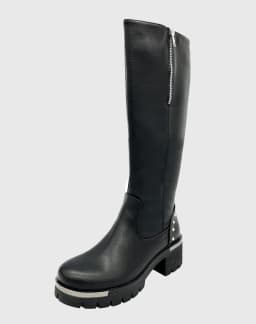 Bota para mujer, Negra bajo la rodilla con tachas Danicolle Negro 38