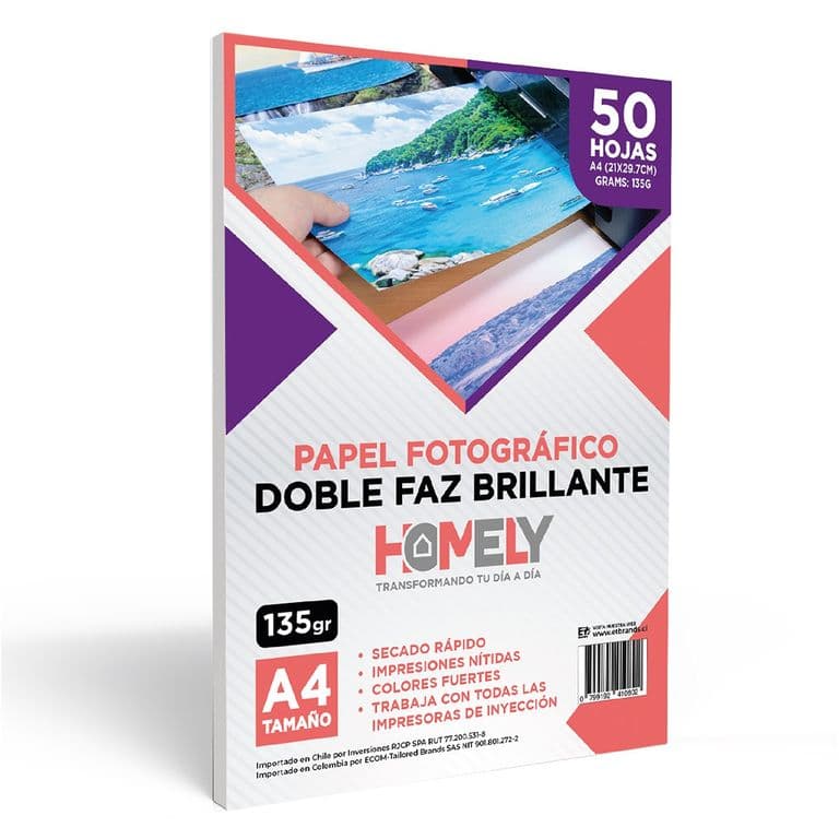 Papel Fotografico A4 Doble Faz Camara Foto 50 Unidad.