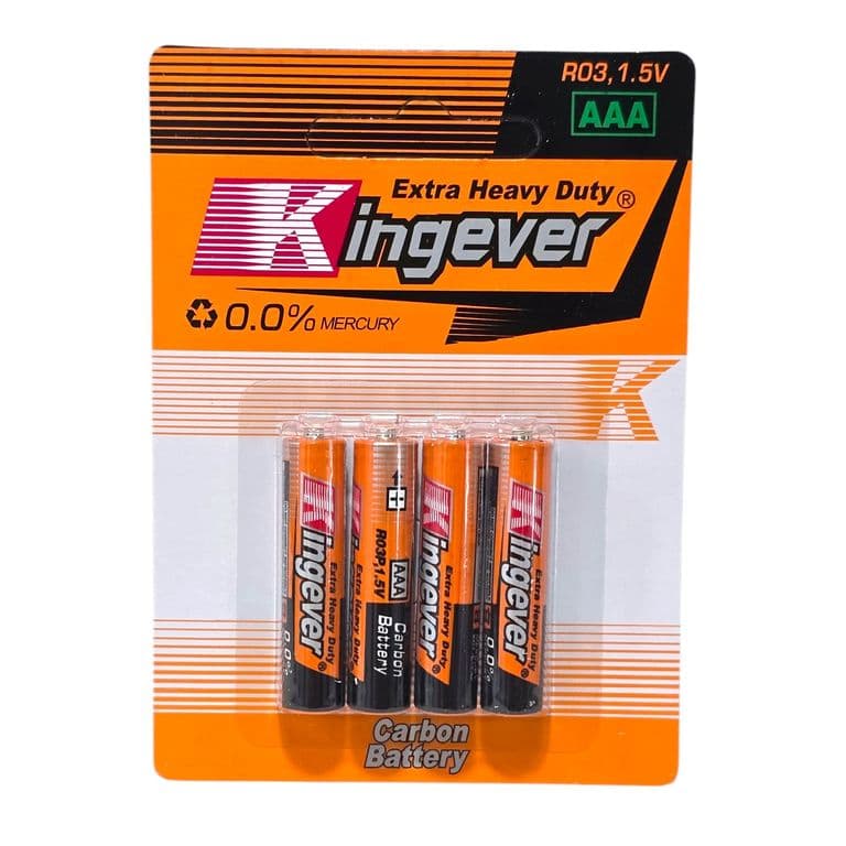 Pack 4 Pilas Kingever AAA Carbon Battery R03